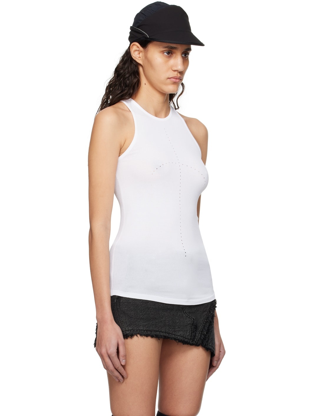 White Crescent Knit Tank Top - 4