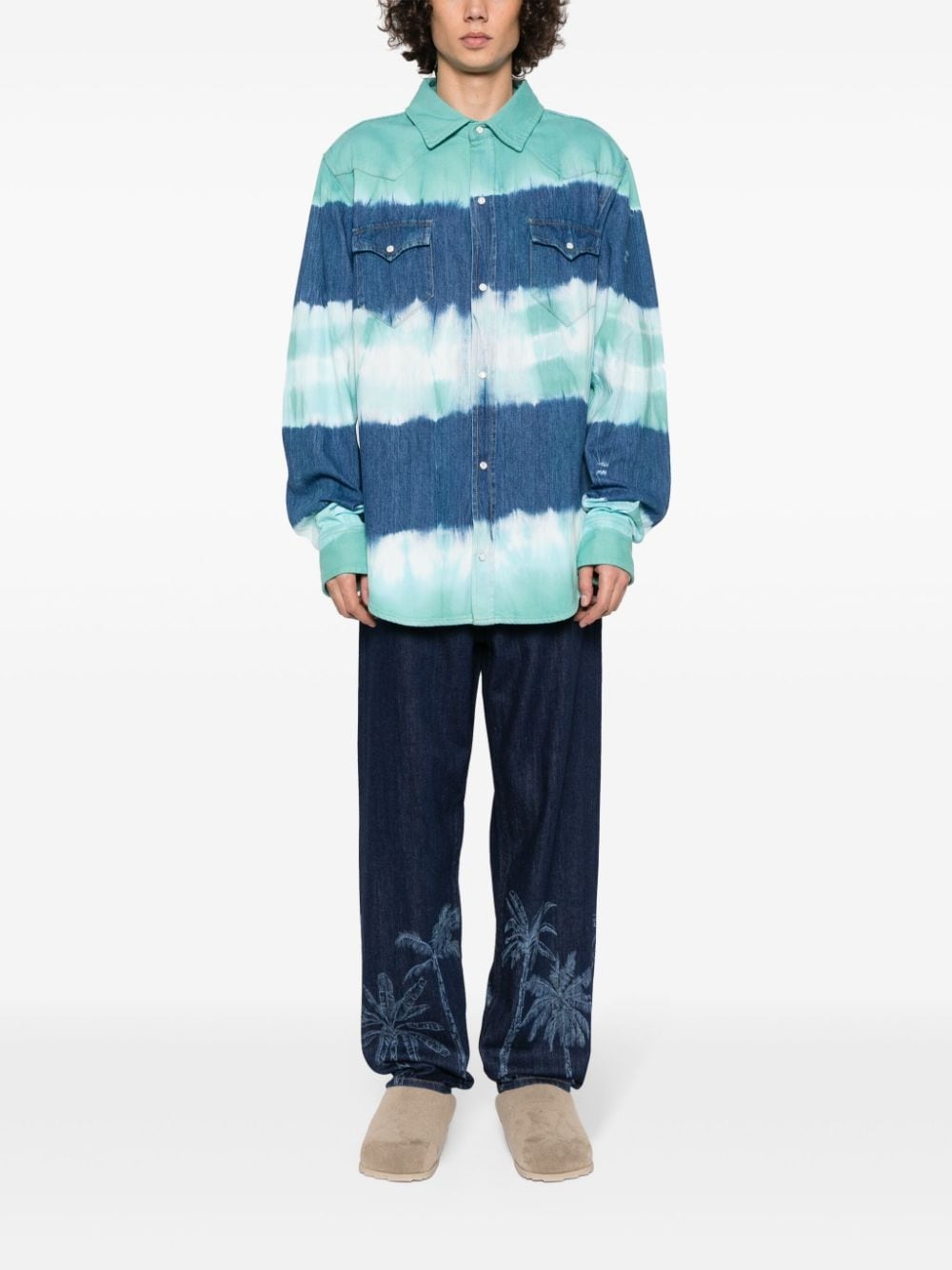 tie-dye print cotton shirt - 2