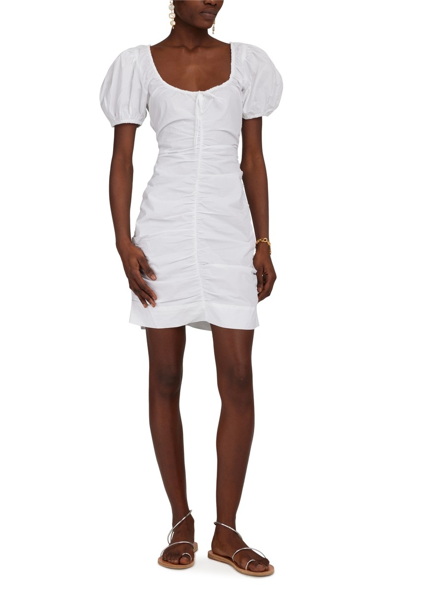 Poplin Gathered Mini Dress - 2