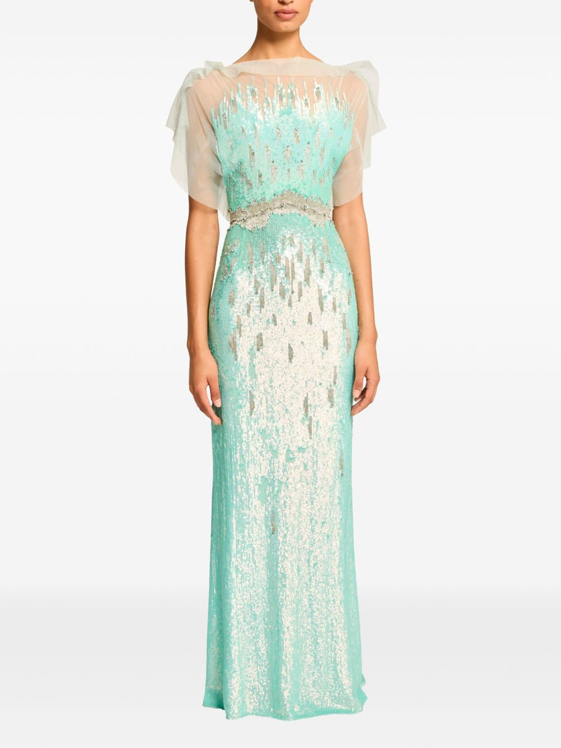 JENNY PACKHAM Magnolia sequin-embellished gown outlook