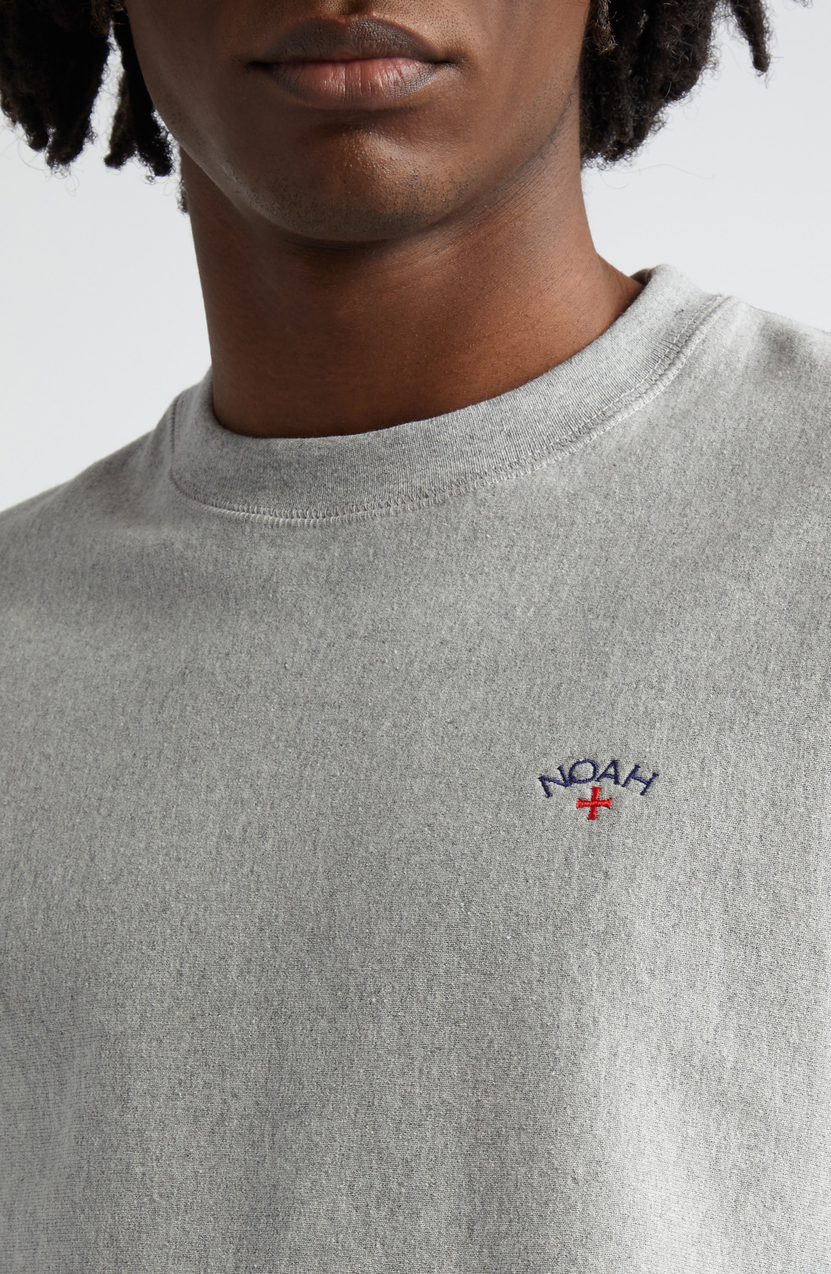 Noah Classic Cotton French Terry Crewneck Sweatshirt in Heather Grey at Nordstrom - 4
