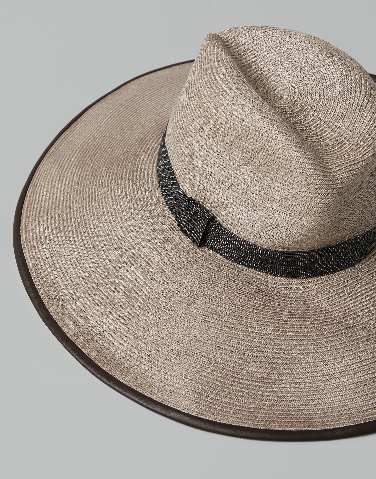 Hemp and cotton fedora with precious band - 2