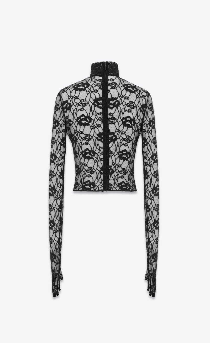 SAINT LAURENT gloved top in stretch lace outlook