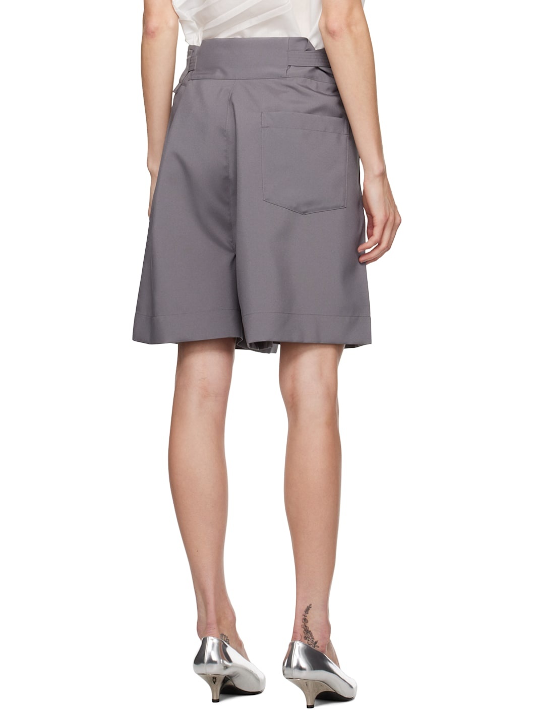Gray Flat Shorts - 3
