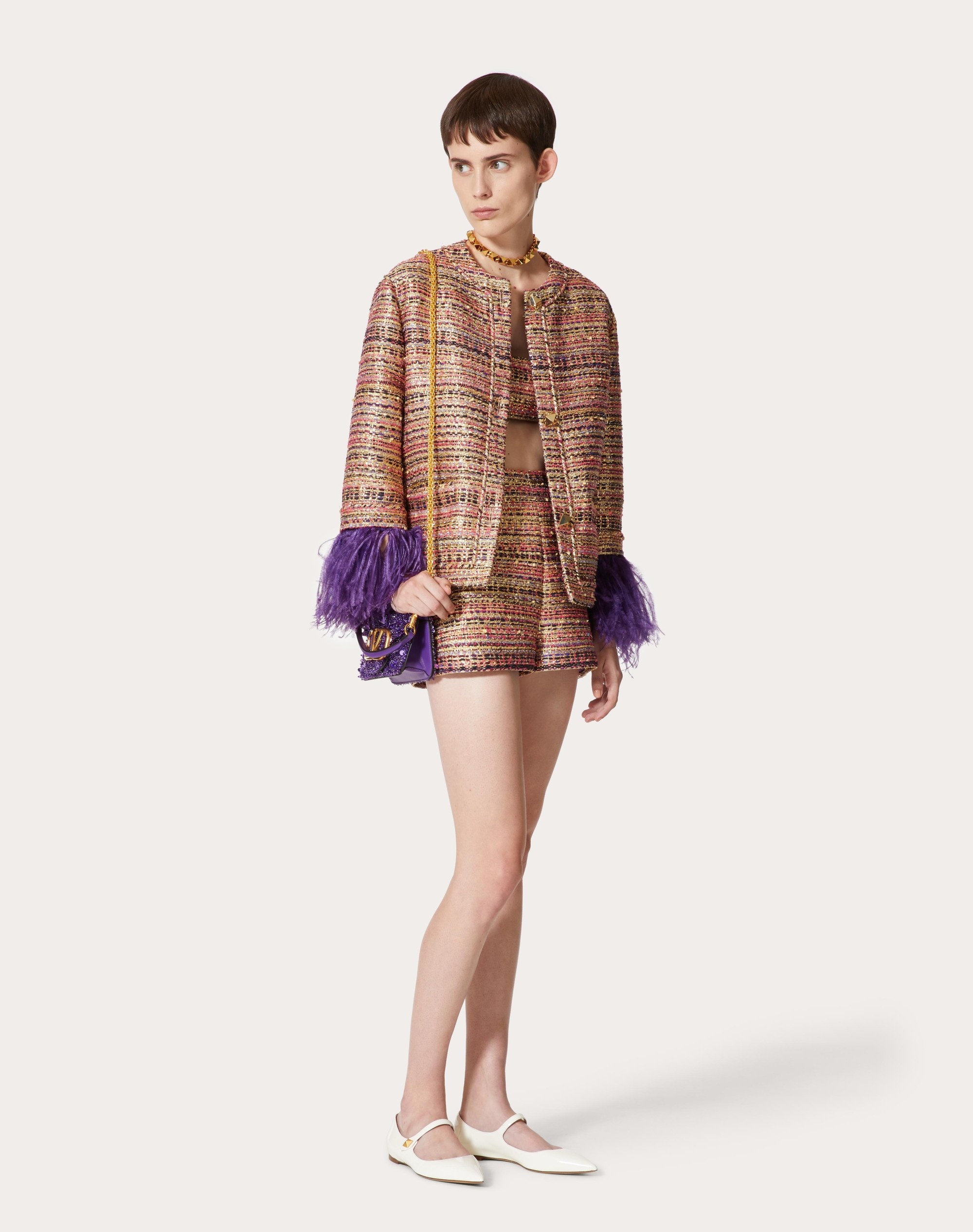TWEED PARTY JACKET WITH FEATHERS - 2