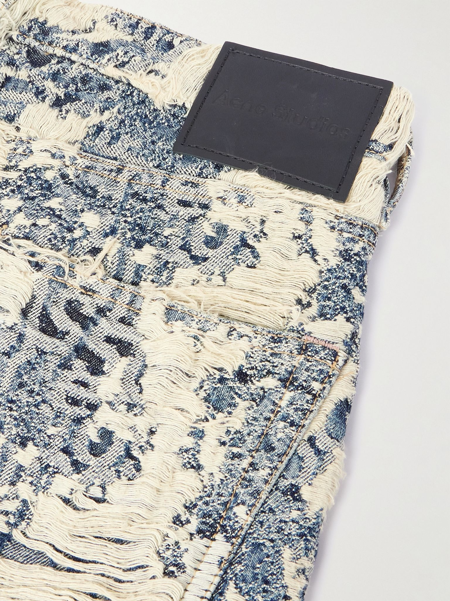 Wide-Leg Distressed Jeans Blue - 5