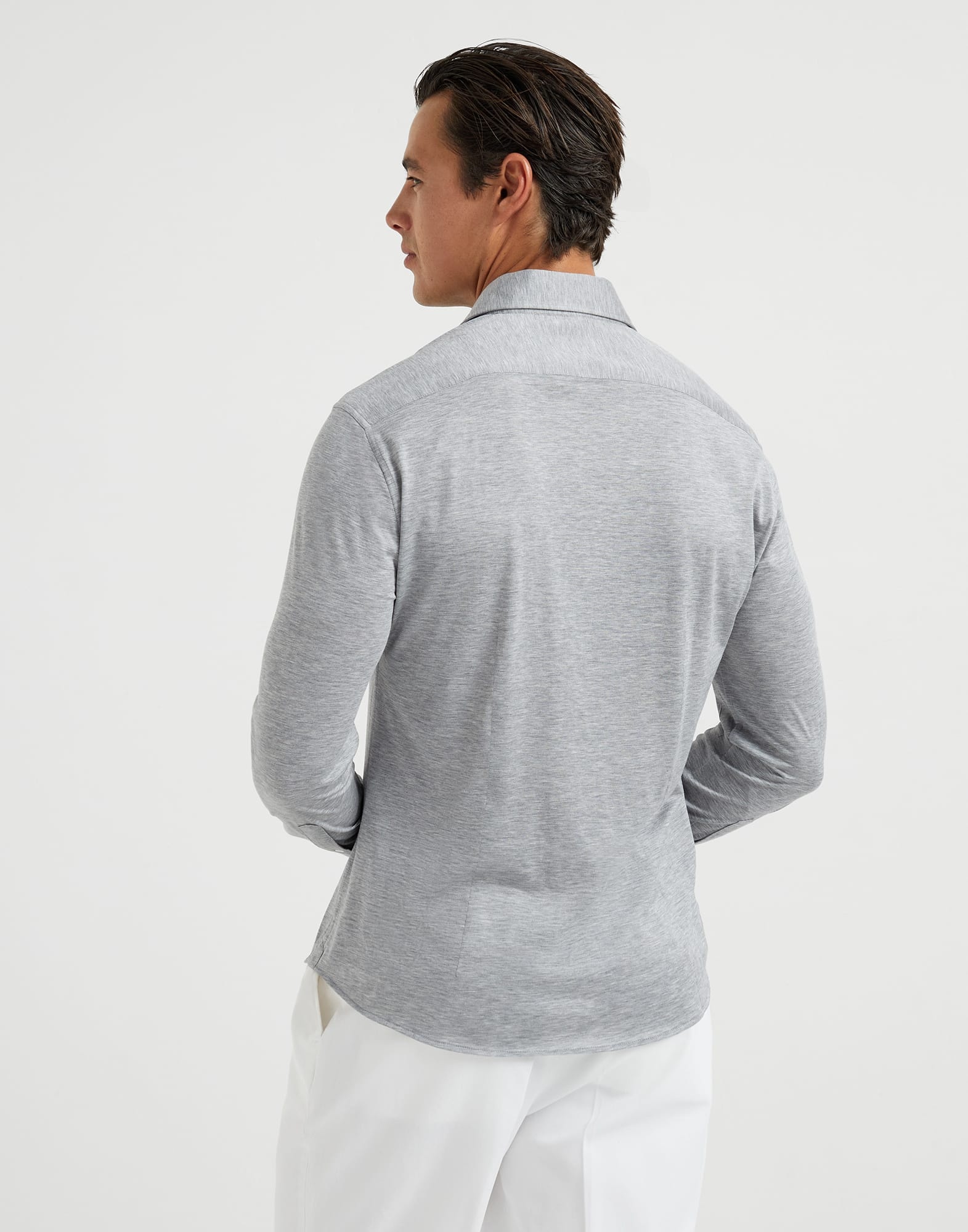 Silk and cotton jersey shirt with spread collar - 2
