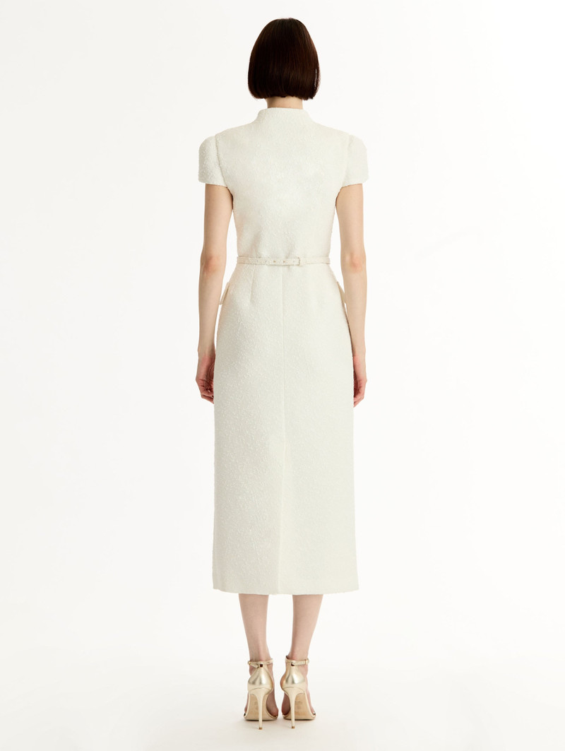 CYCLAMEN-DETAILED WOOL TWEED DRESS 4