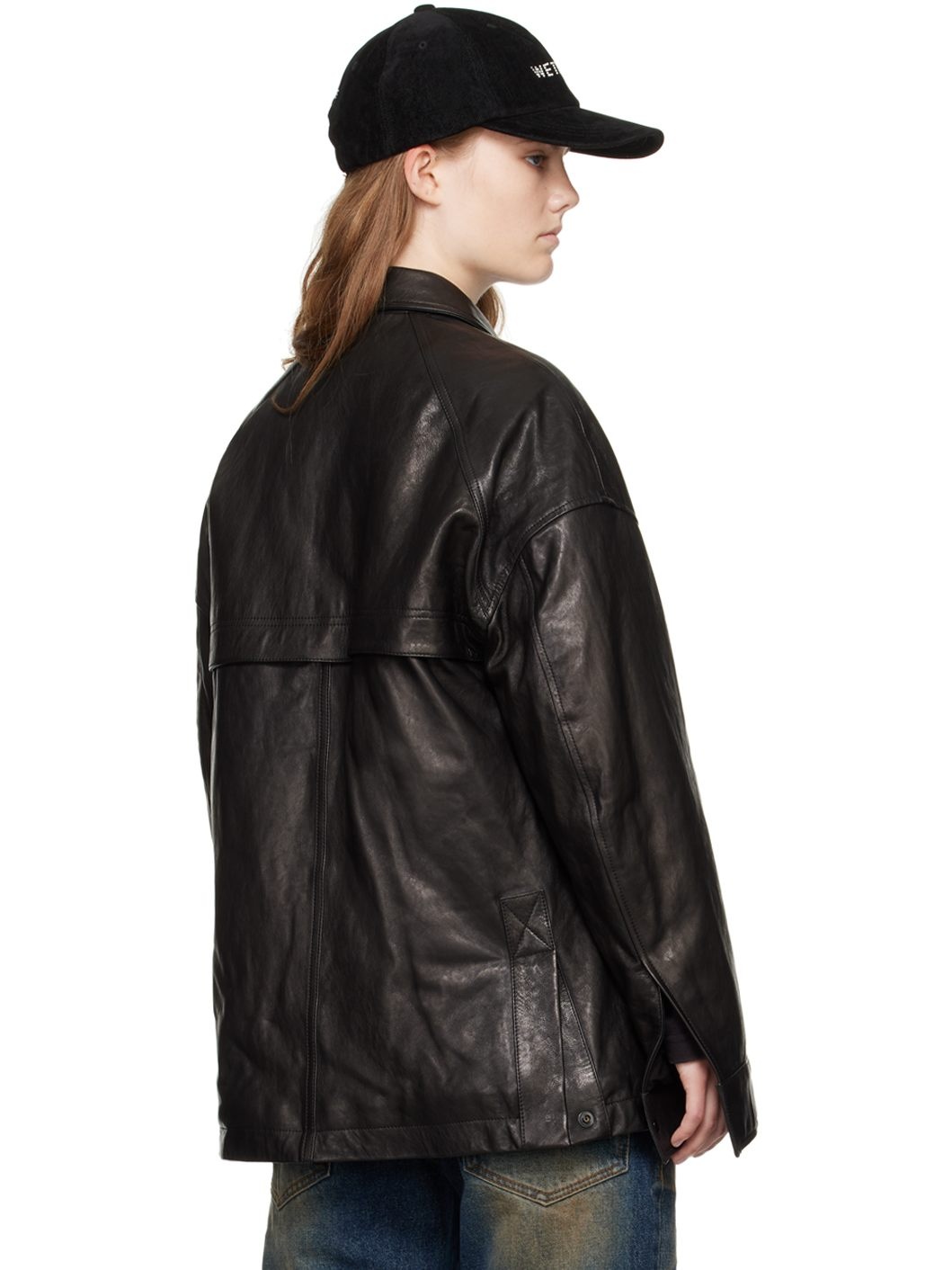 Black Padded Leather Jacket - 3