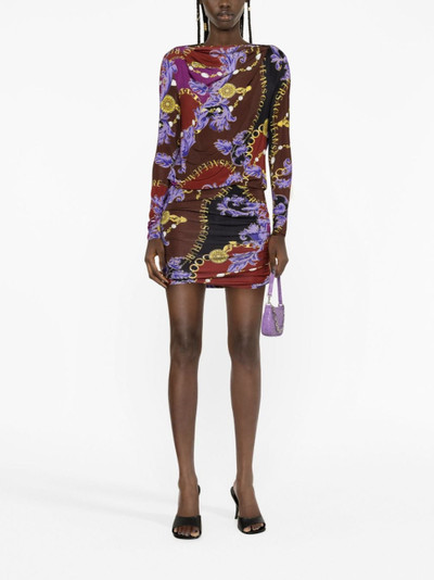 VERSACE JEANS COUTURE Chain Couture-print draped minidress outlook