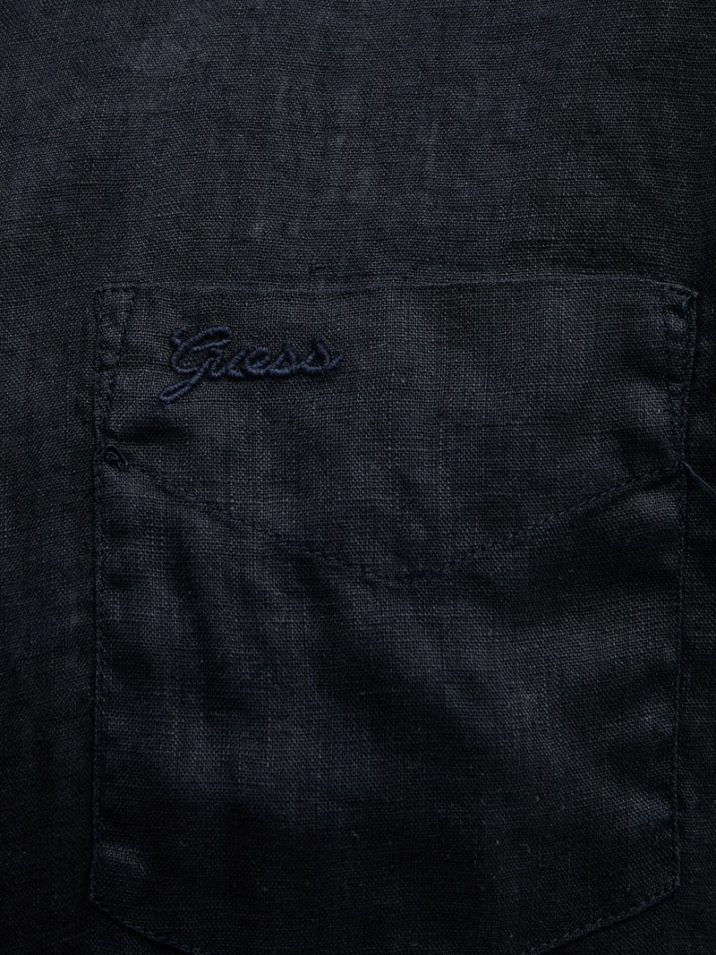 embroidered-pocket linen shirt 5