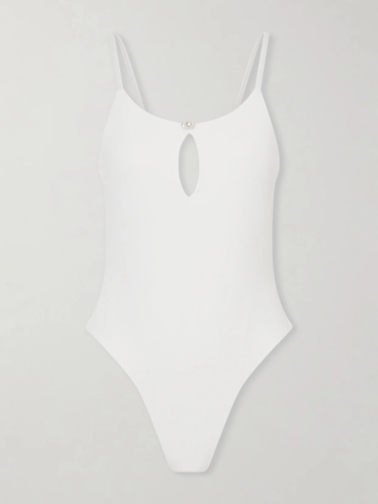Pearl Cutout Ribbed Swimsuit - 1
