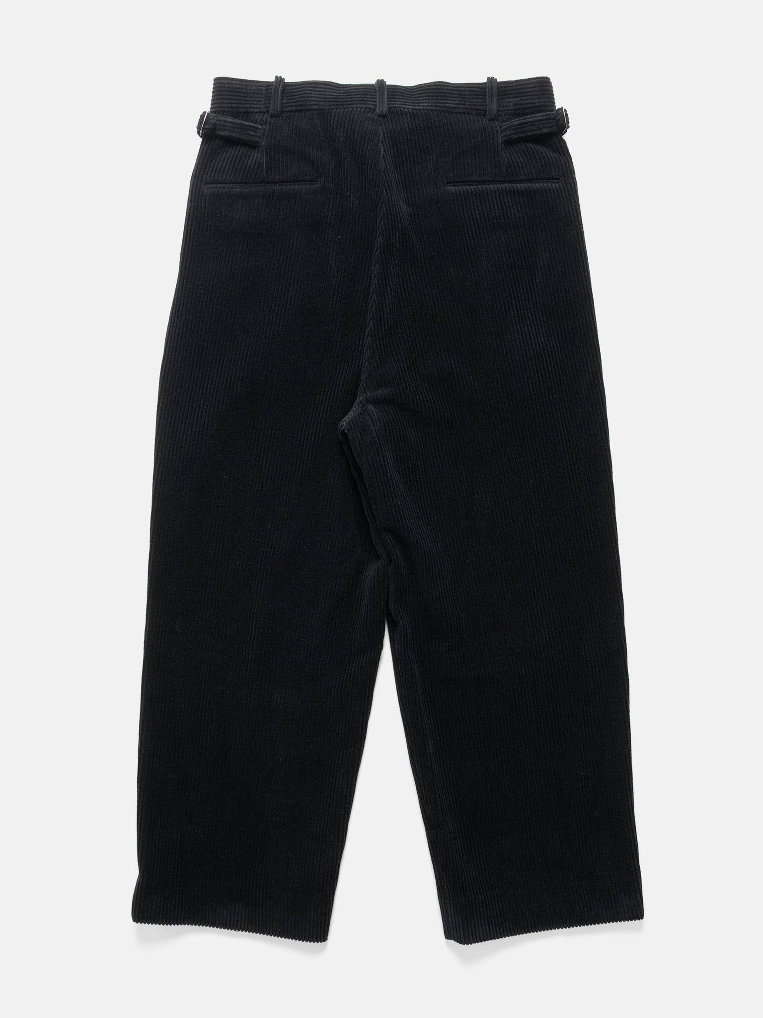 Wool Corduroy Wide Tapered Trousers Black - 5