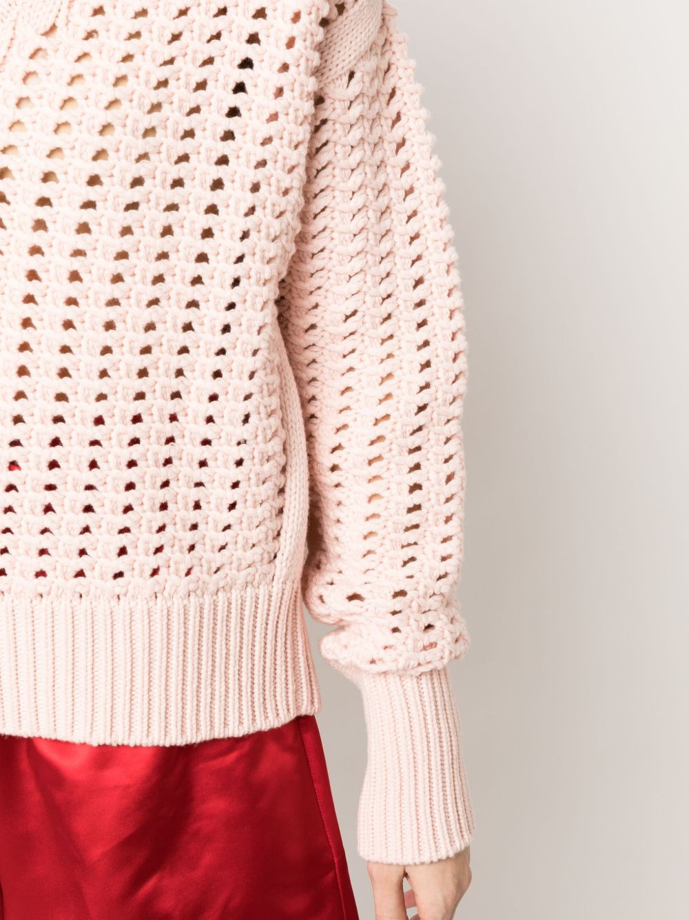 open-knit V-neck jumper - 5