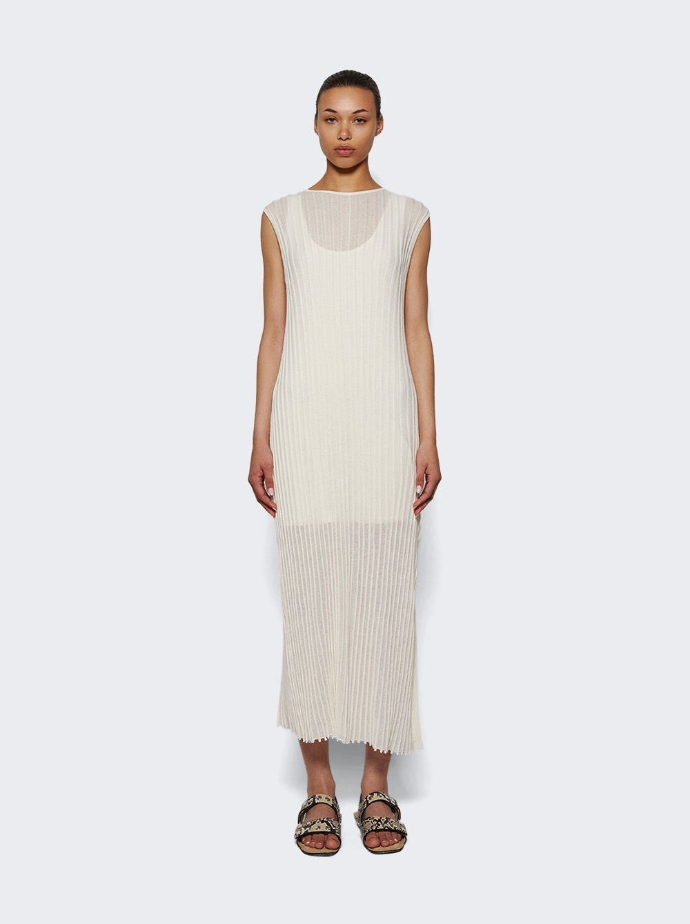 Ada Sleeveless Long Knit Dress Ivory - 2