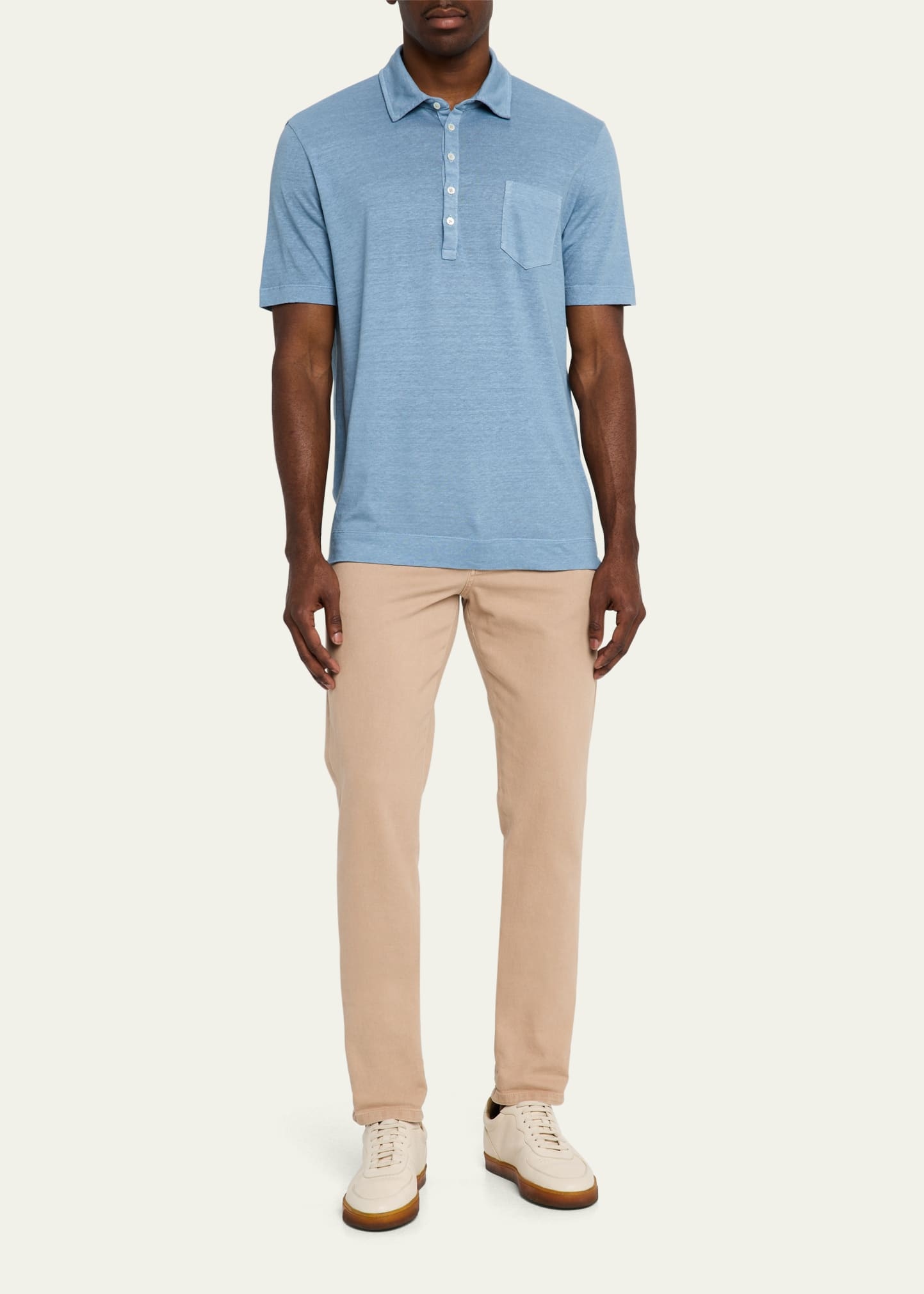 Men's Linen and Cotton Polo Shirt - 2