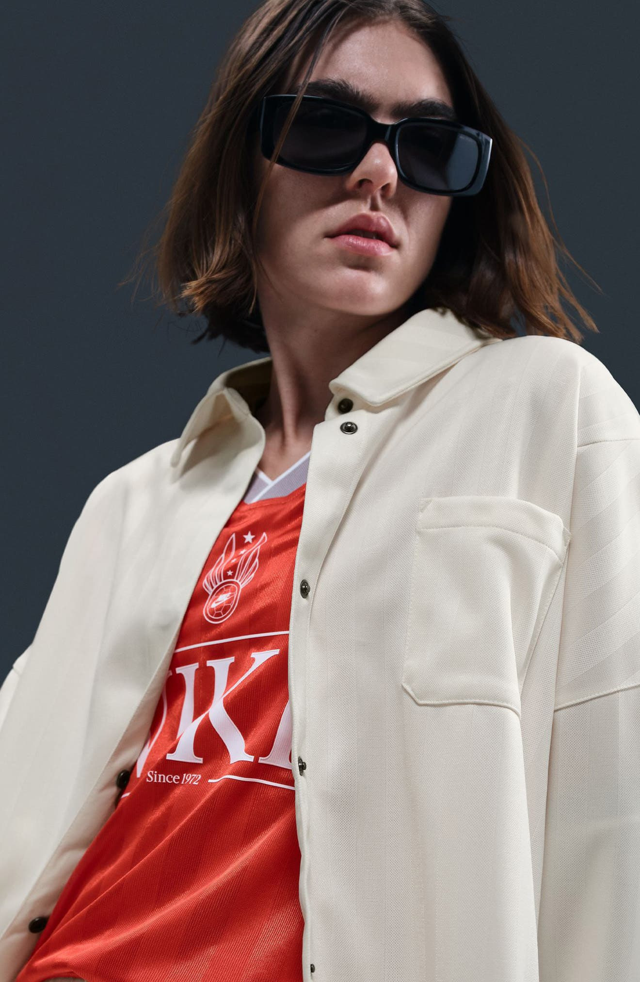 Nike Sportswear Stripe Shirt in Pale Ivory/Sail at Nordstrom - 4