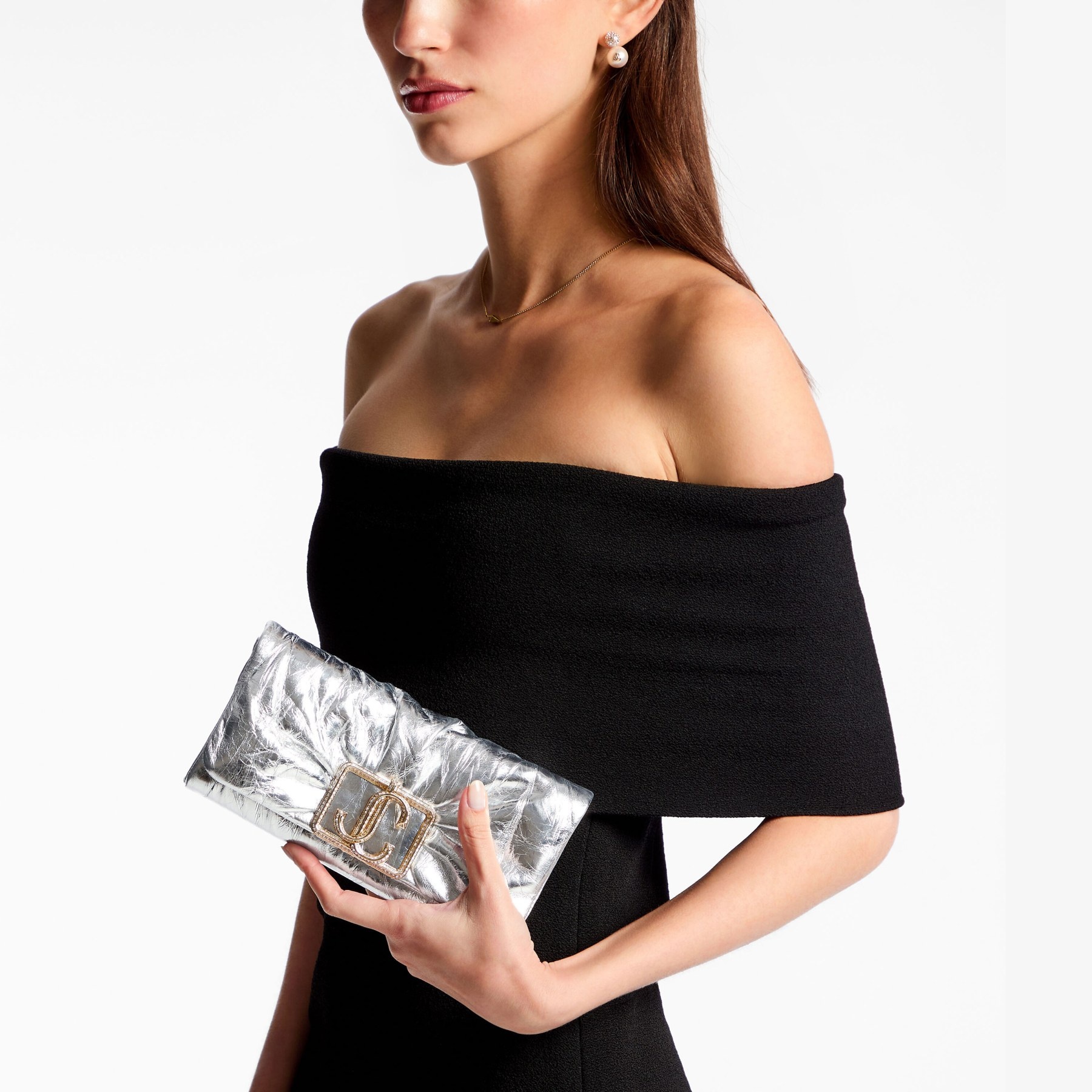 Edie Wallet With Chain
Silver Vintage Metallic Leather Mini Bag - 2