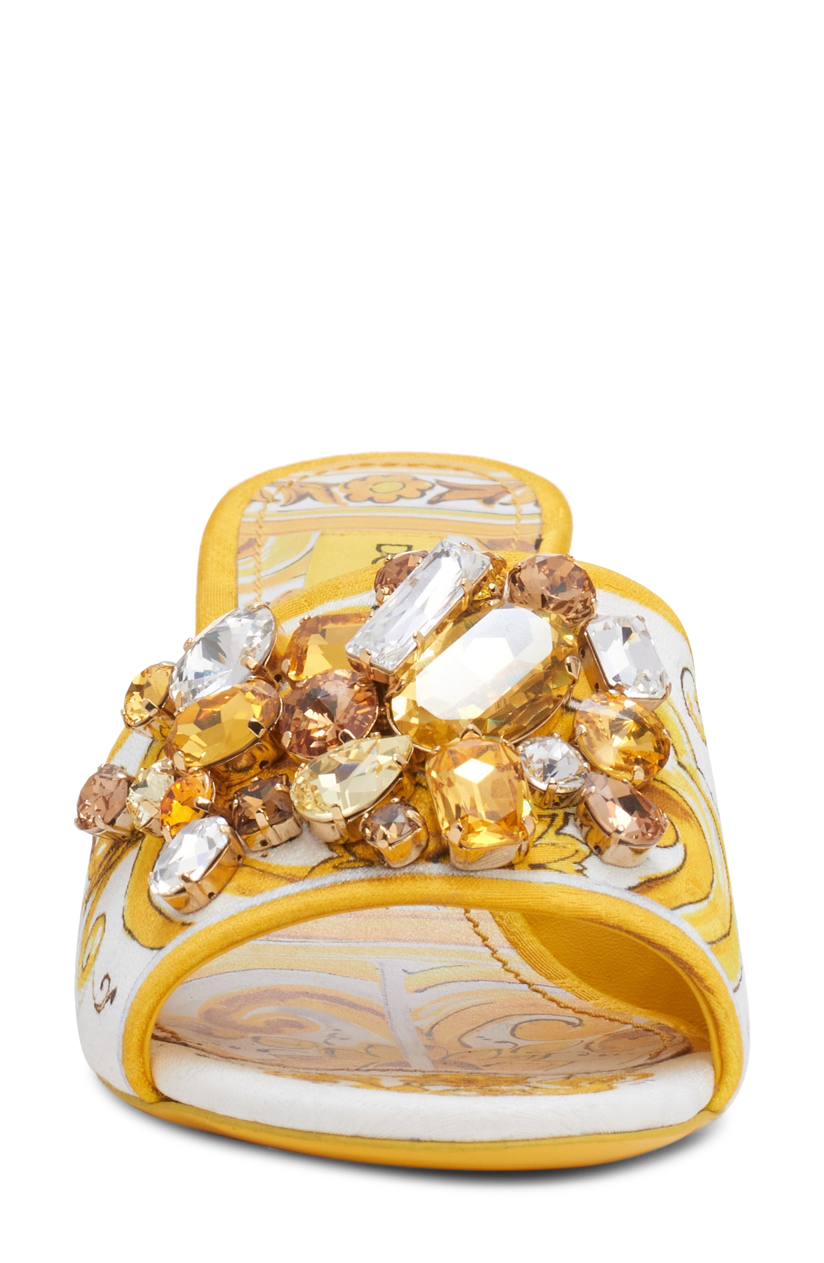 Majolica Print Embellished Slide Sandal - 4