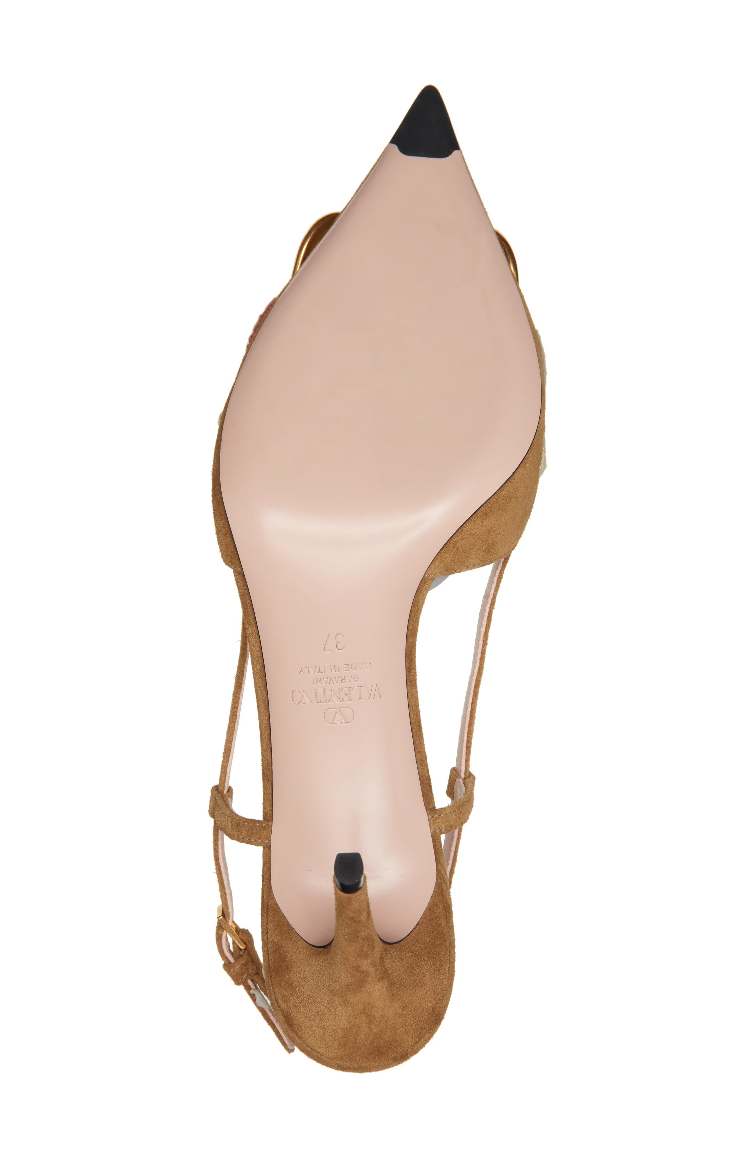Valentino VLOGO Sunflower Embroidered Slingback Pump in Havana Beige at Nordstrom - 6