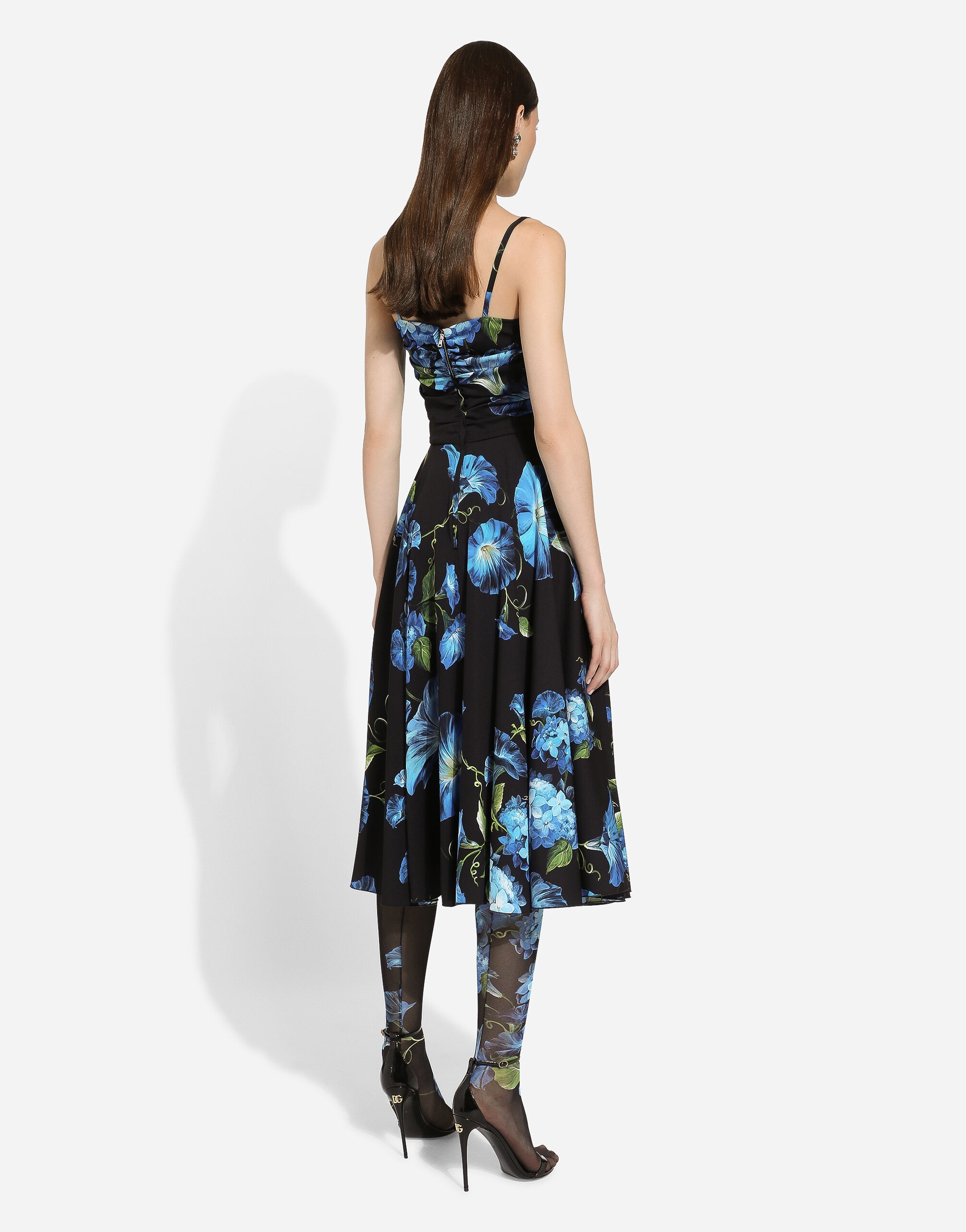 Strapless charmeuse dress with bluebell print - 3