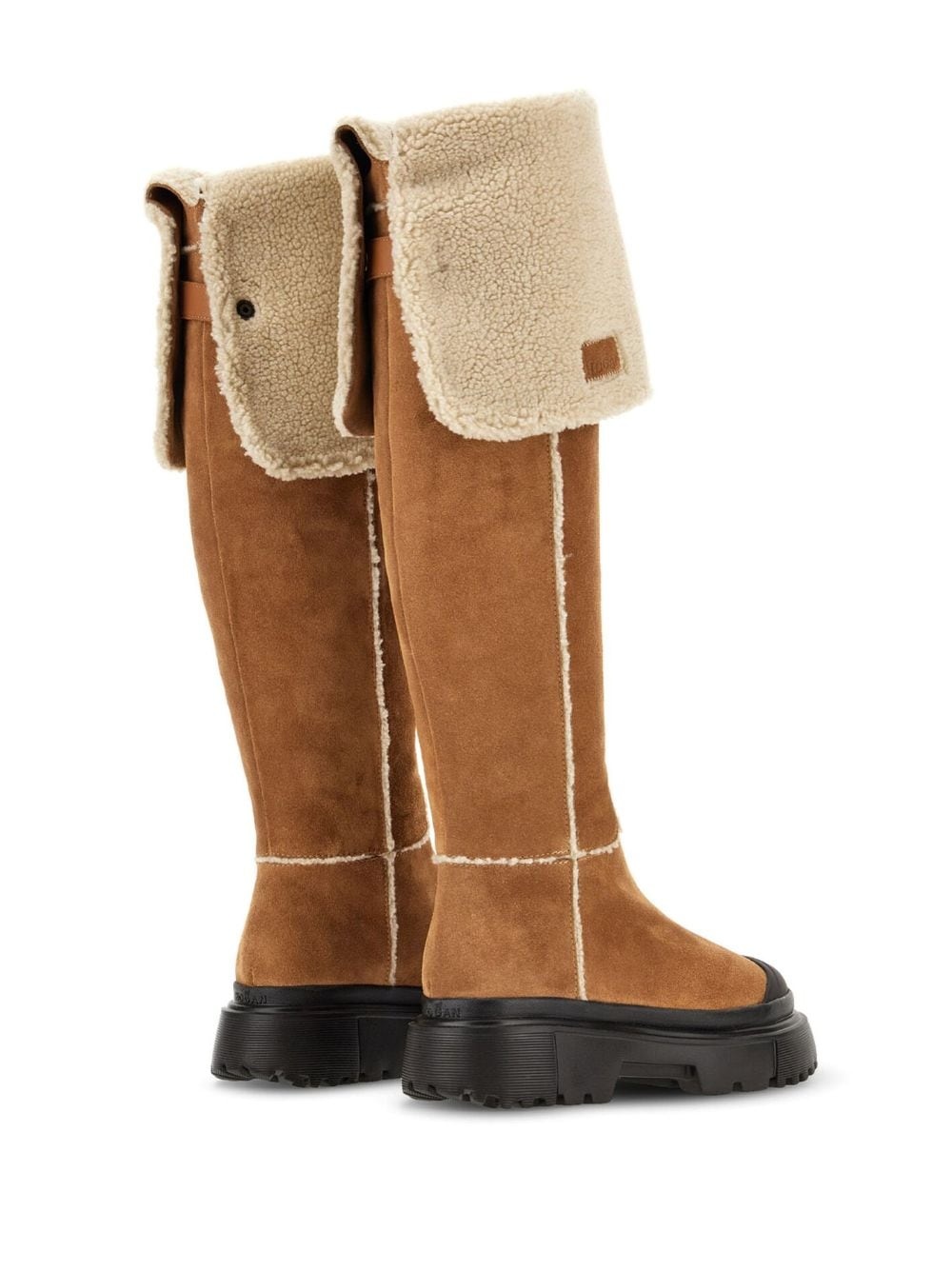 shearling-detailing suede boots - 3