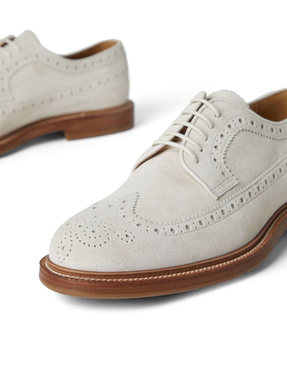 perforated-embellished suede derby shoes - 4