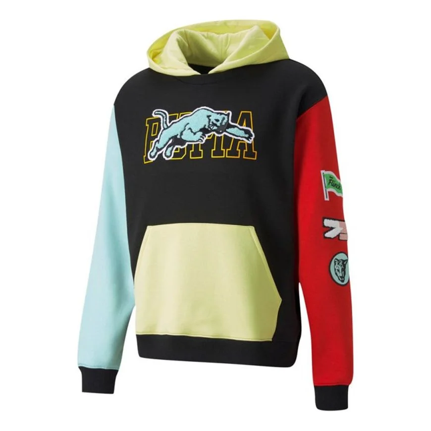 Puma Combine Hoodie Sweatshirt 'Black Yellow Red Blue' 532102-01 - 1