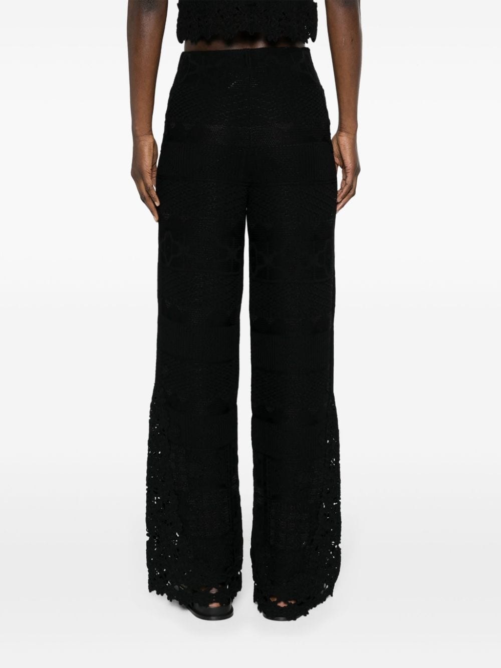 floral-appliquÃ© knitted trousers - 4