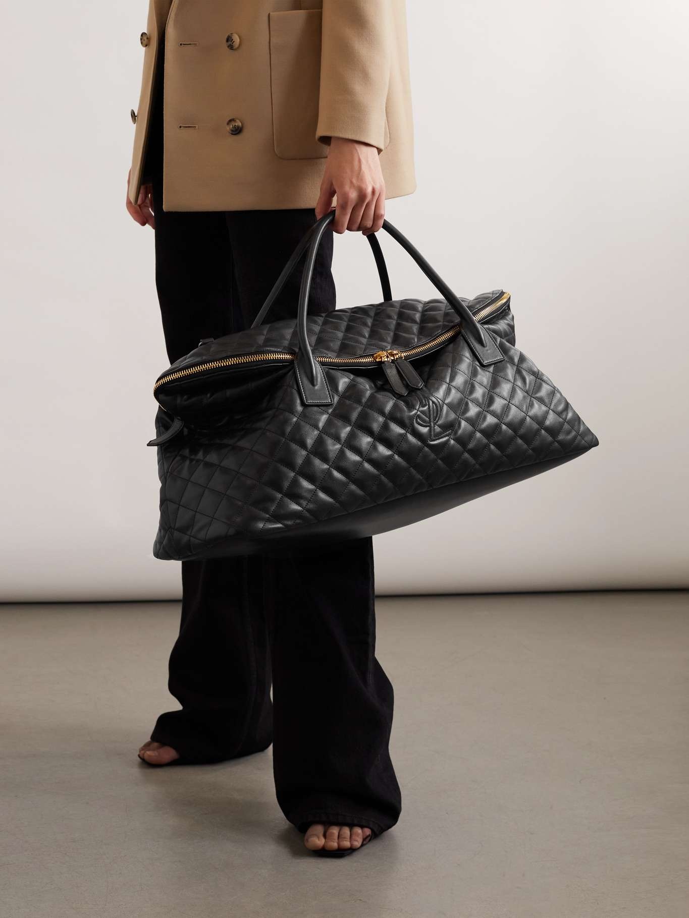 SAINT LAURENT ES Giant embroidered quilted leather weekend