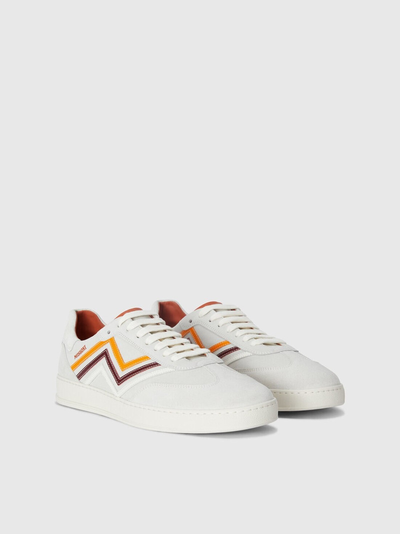 スニーカー Missoni Leather Trainers With Chevron Knit Details Leather trainers with chevron knit details White | Missoni