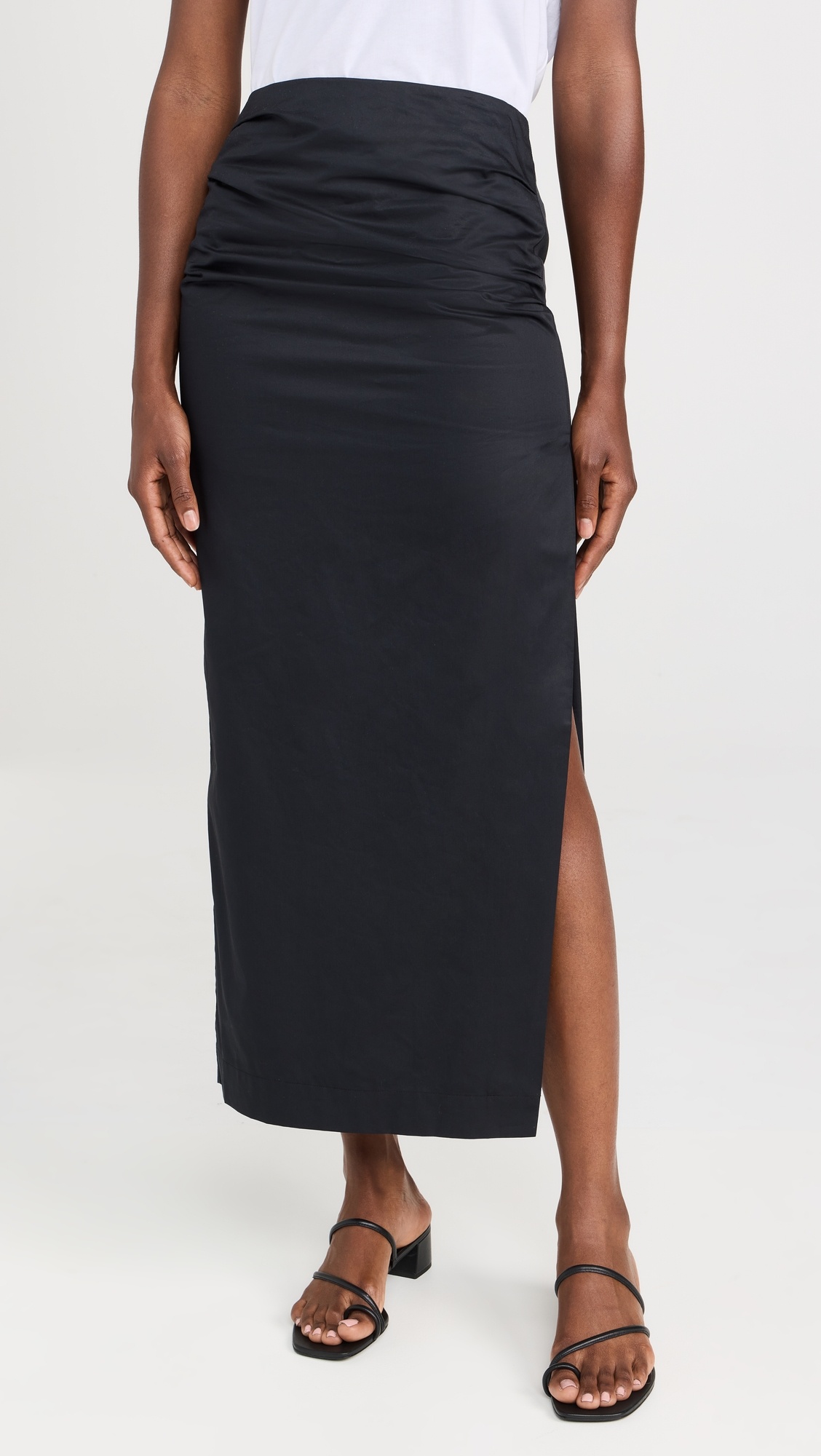 Cotton Tuck Midi Skirt - 1