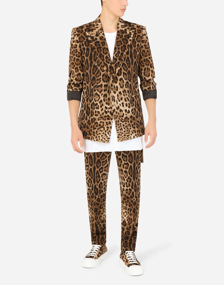 Double-breasted wool Sicilia-fit suit with leopard print - 10