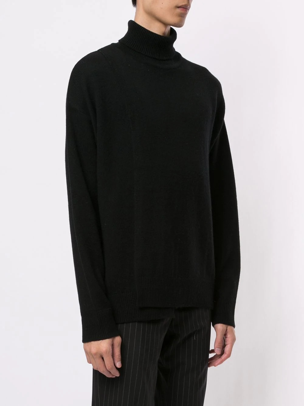 asymmetric hem roll-neck sweater - 3