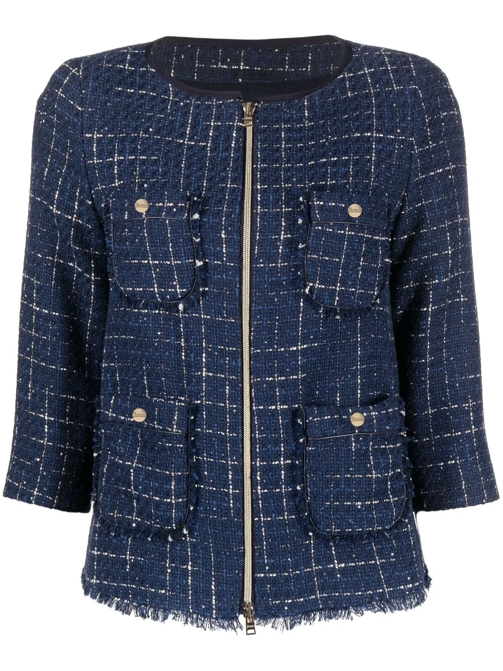zip-up tweed jacket - 1