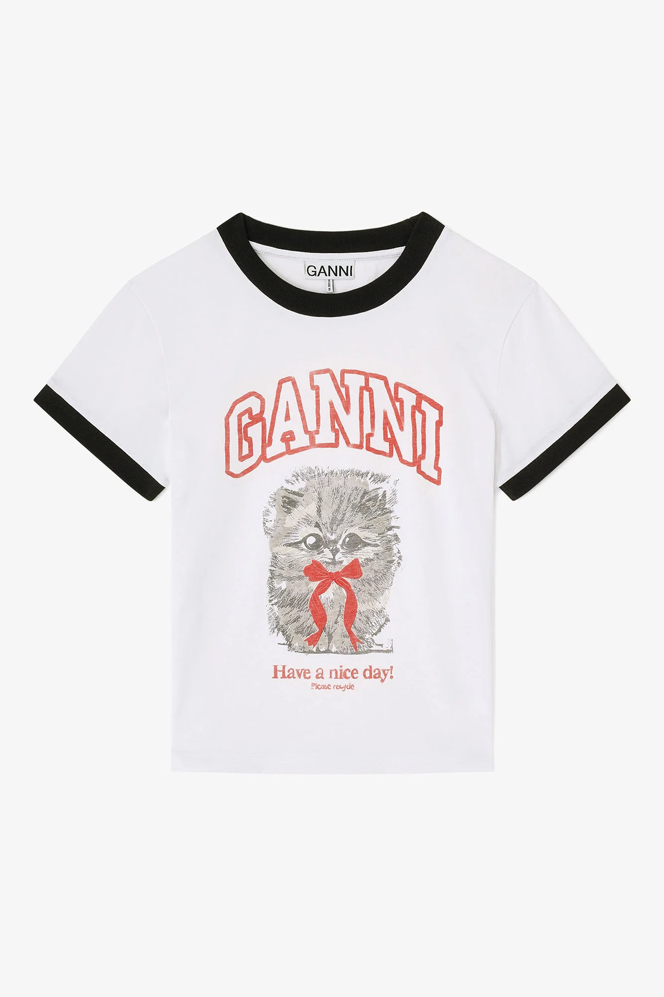 WHITE CROPPED KITTY T-SHIRT - 1