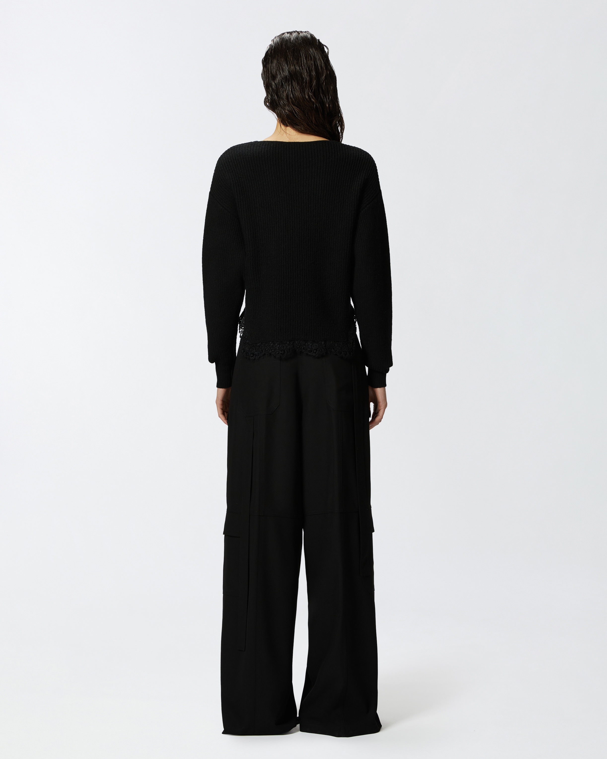 RIBBED SWEATER WITH LACE AT THE HEM - 4