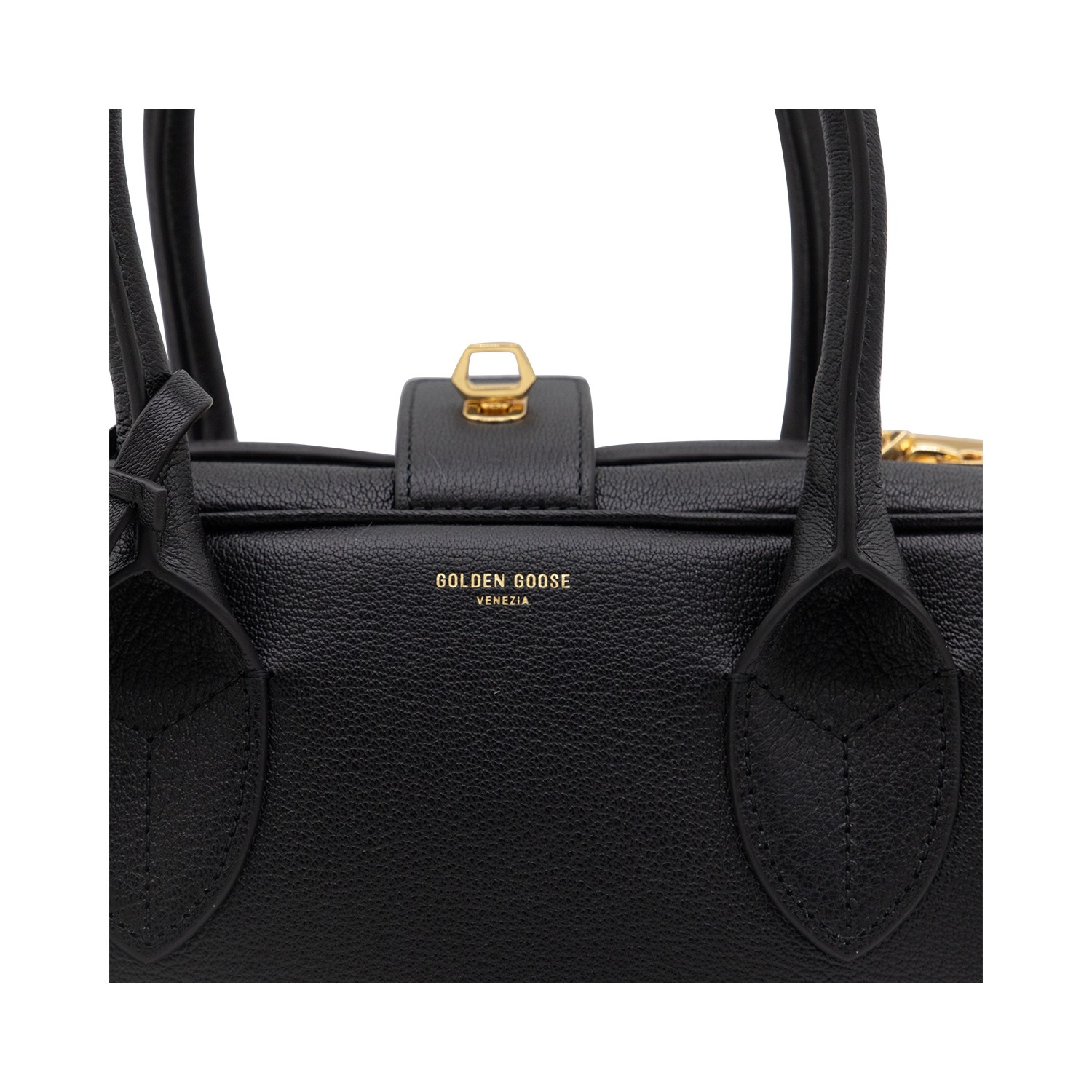 【GOLDEN GOOSE】BLACK LEATHER TOP HANDLE BAG Golden Goose BLACK LEATHER TOP HANDLE BAG | palazzobellies