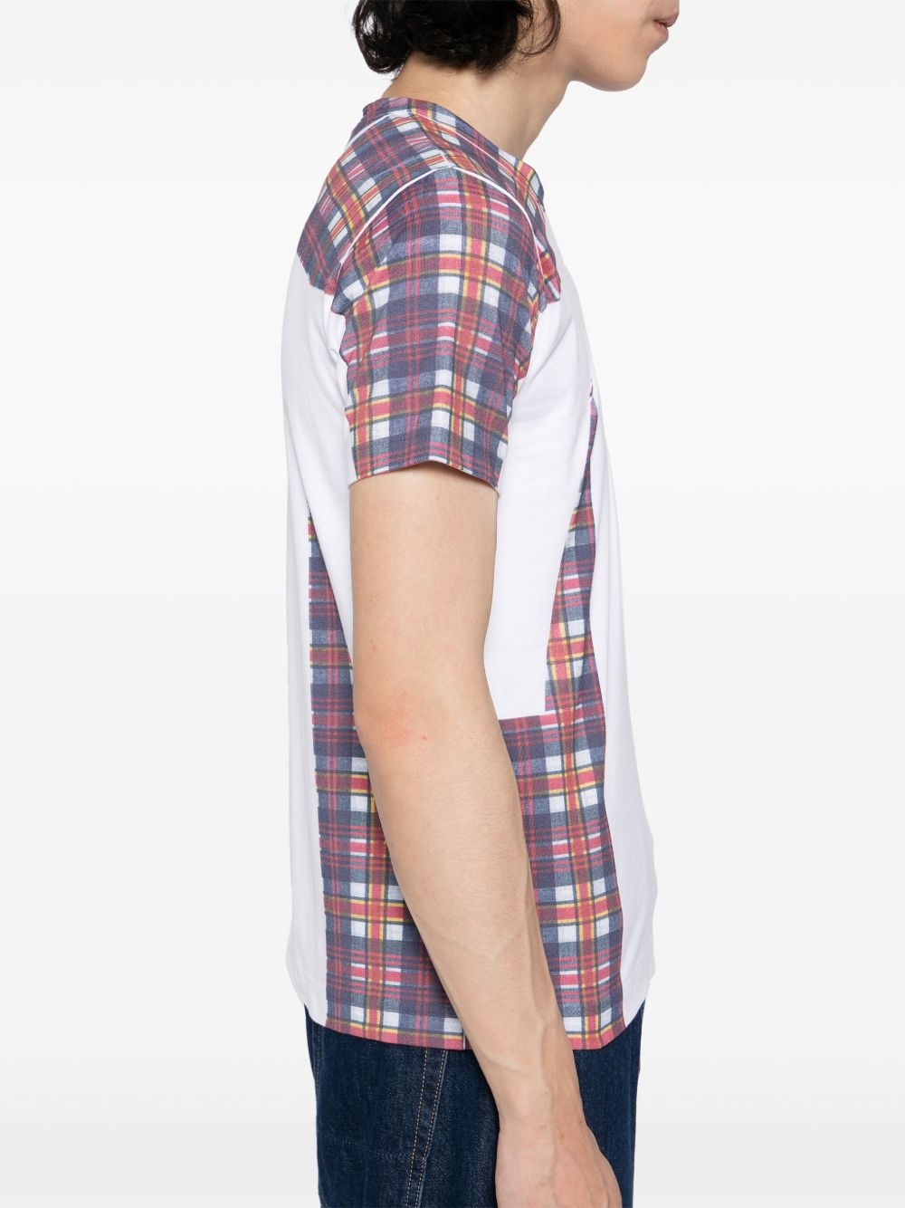 tartan overprint T-shirt - 4