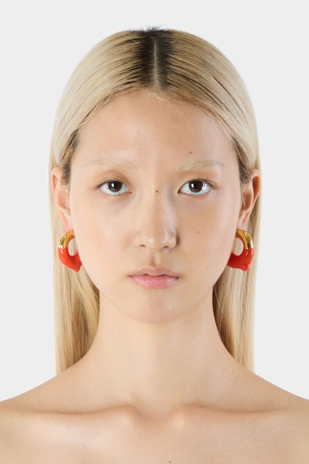 SMALL RUBBERIZED EARRINGS GOLD / orange - 3