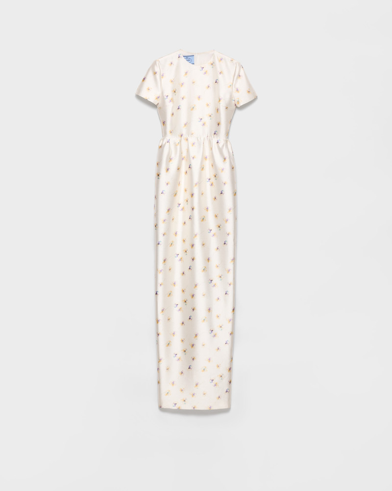 Long floral print silk and wool dress 1