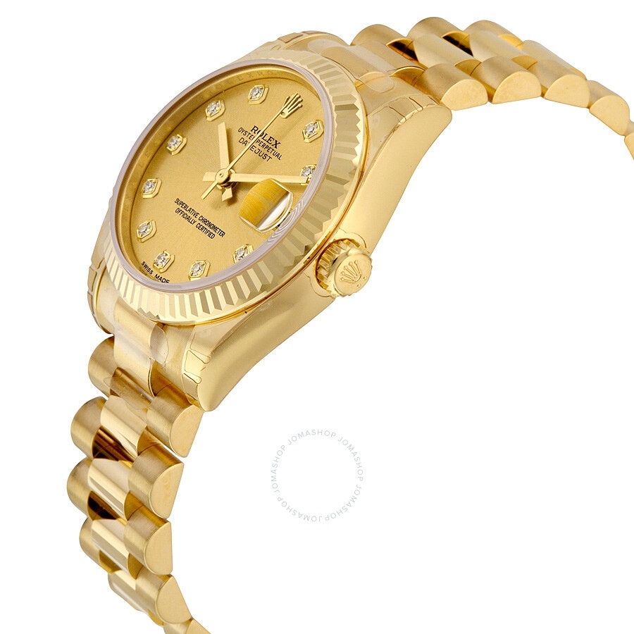 Rolex Lady-Datejust 31 Champagne Dial 18K Yellow Gold President Automatic Ladies Watch 178278CDP - 2