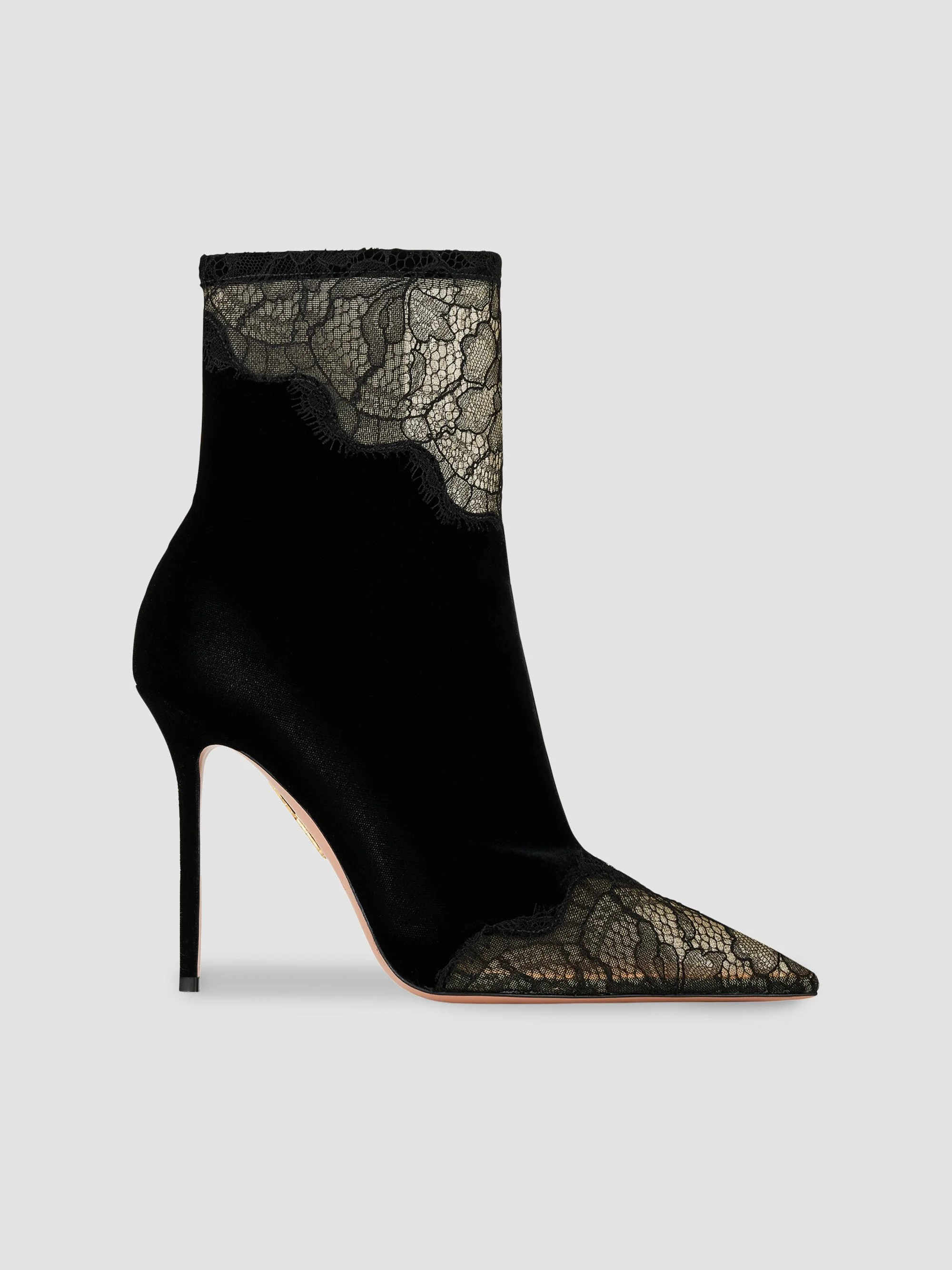 Women's Velvet Meadow 105MM Suede & Lace Ankle Boots - Black - 1