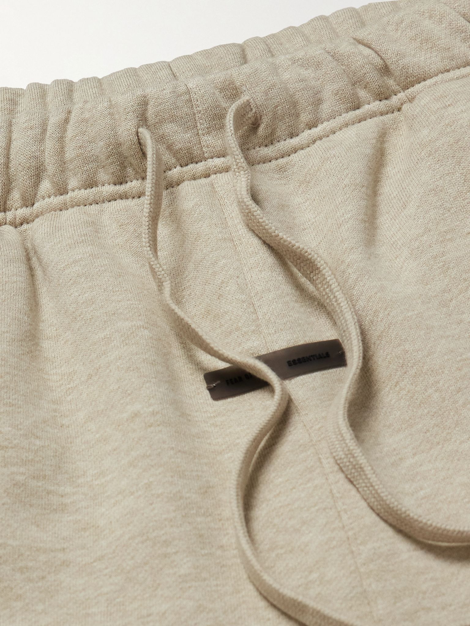 Wide-Leg Logo-Appliquéd Cotton-Blend Jersey Drawstring Shorts Stone - 5