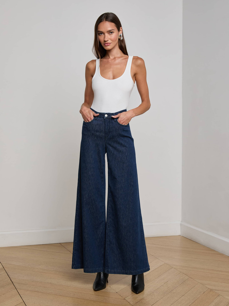 L'AGENCE Quincy Pinstriped Jean outlook