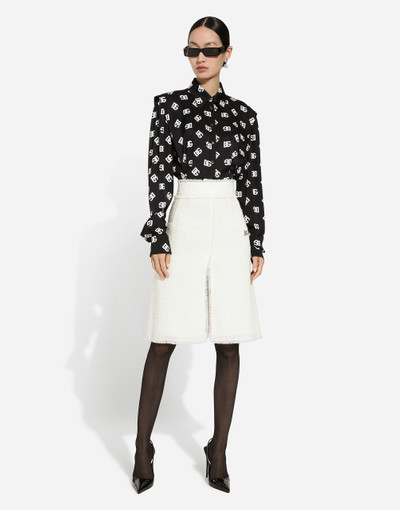 Dolce & Gabbana Raschel tweed midi skirt with central slit outlook