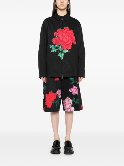 Yohji Yamamoto floral-print wide-leg shorts outlook