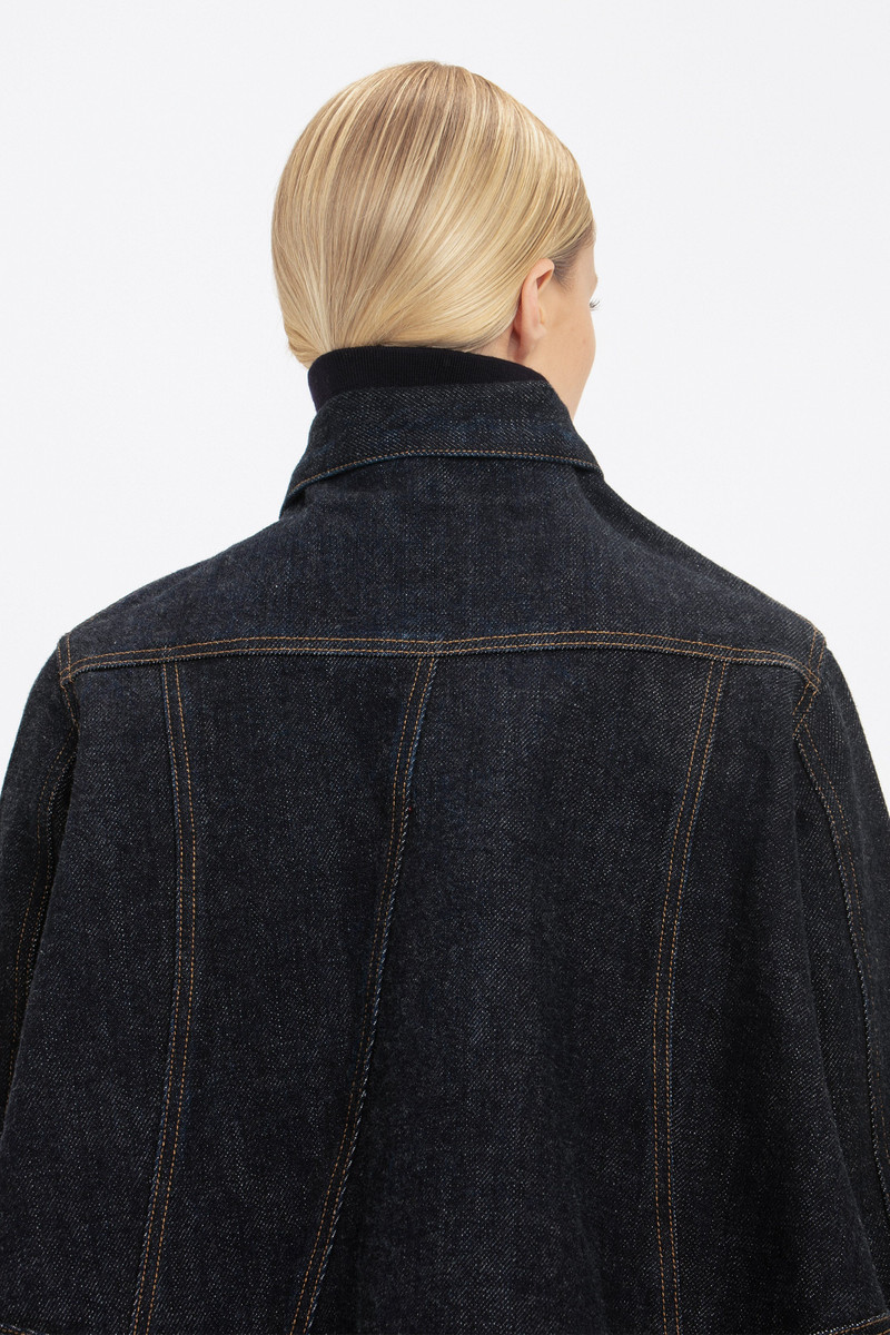 Cropped Denim Jacket In Dark Indigo Rinse 5
