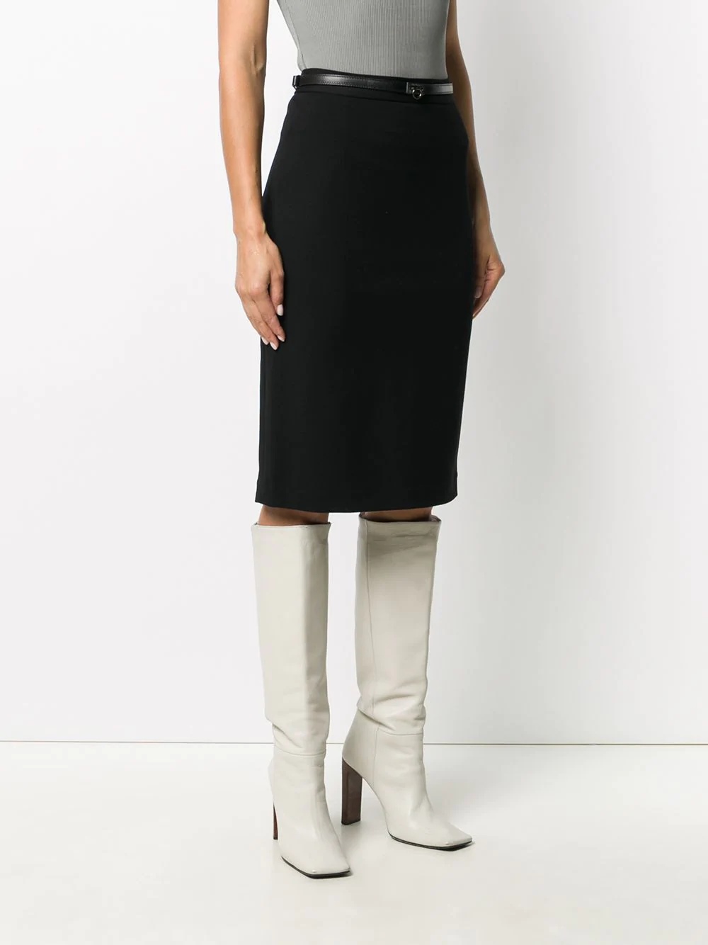 belted pencil skirt - 3