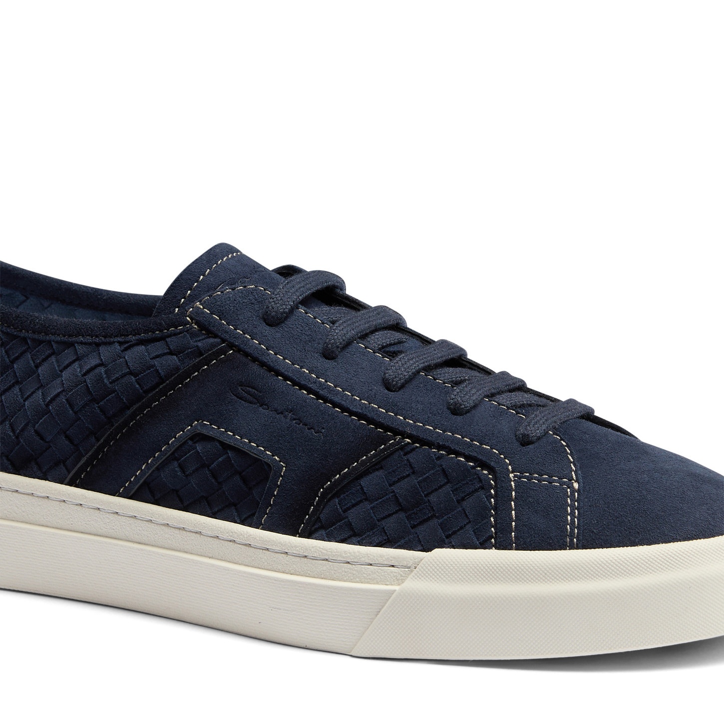 Men's blue woven suede Double Buckle Sneaker - 6